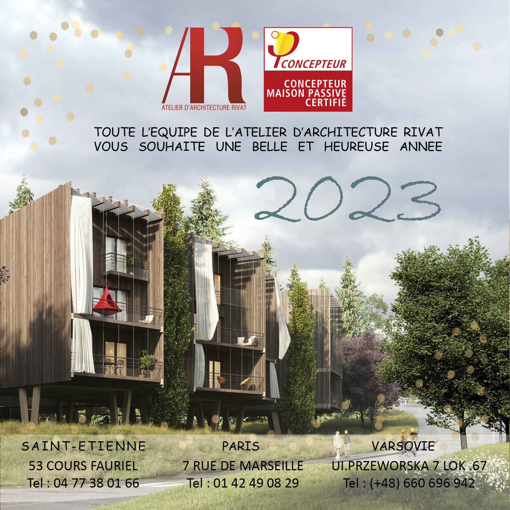 Toute l’équipe de l’Atelier d’Architecture RIVAT vous souhaite une belle et heureuse année 2023✨